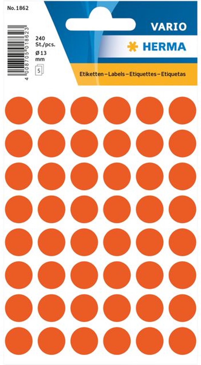 Etiket Herma Rond 12mm 240st - 8 kleur opties