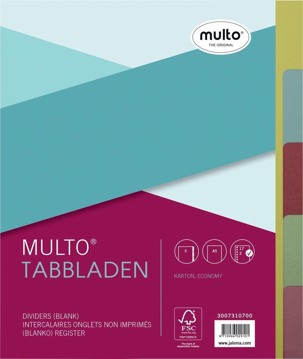 Tabbladen Multo 7310700 A5 17r Karton 5dlg Ass