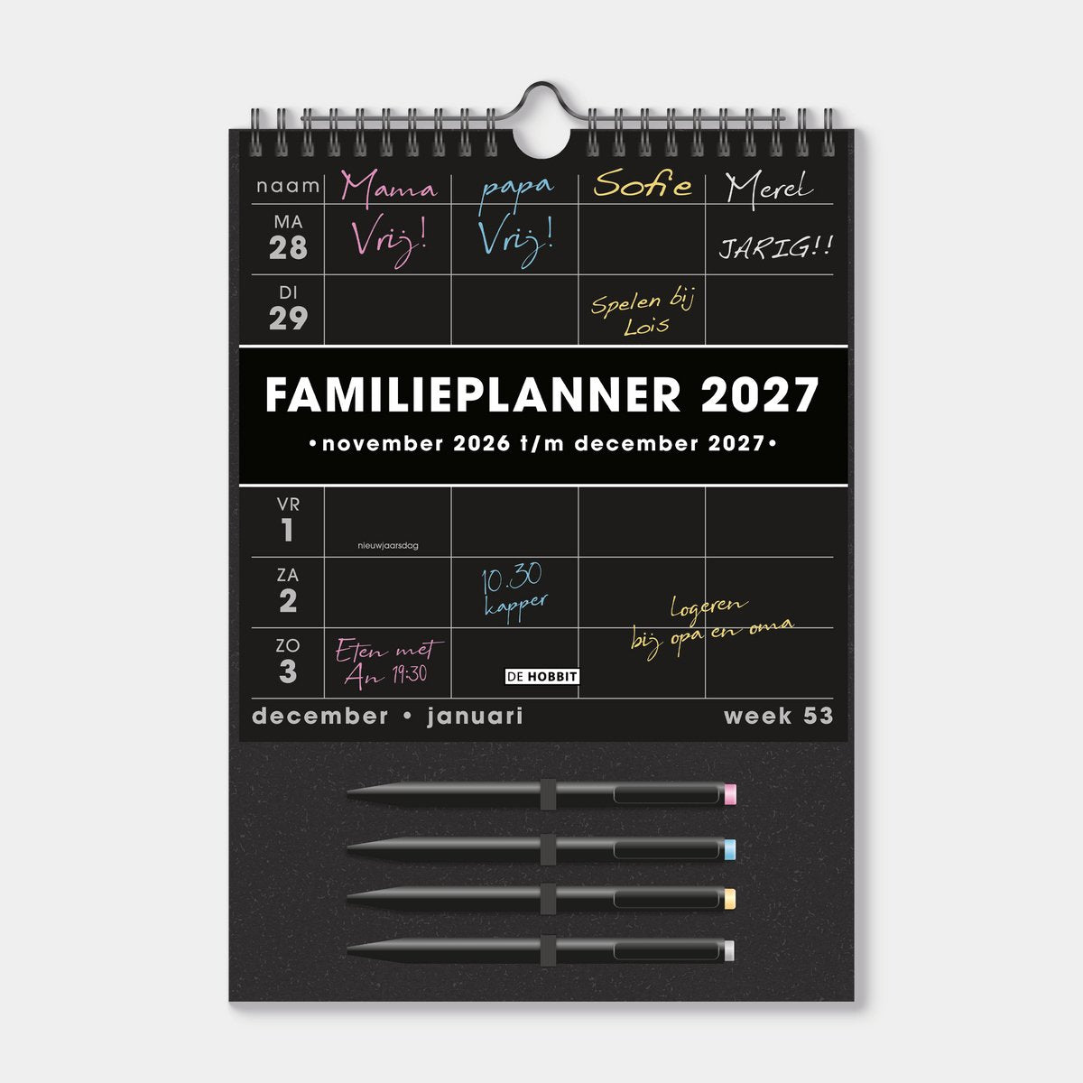 Kalender 2027 Familieplanner Markers D1