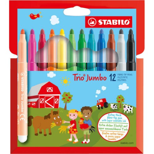 Viltstift STABILO Trio Jumbo - 12 kleuren