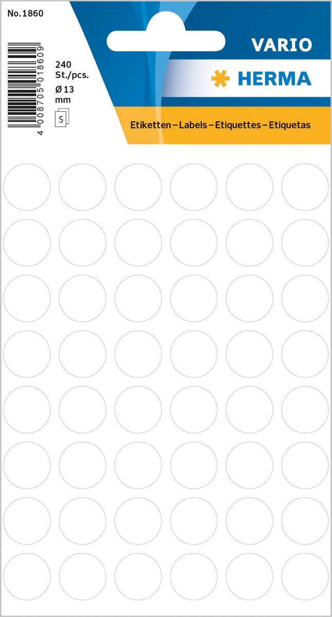 Etiket Herma Rond 12mm 240st - 8 kleur opties