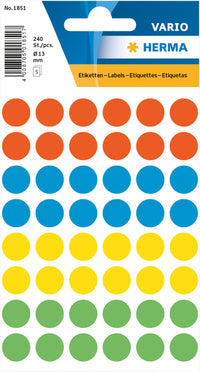 Etiket Herma Rond 12mm 240st - 8 kleur opties