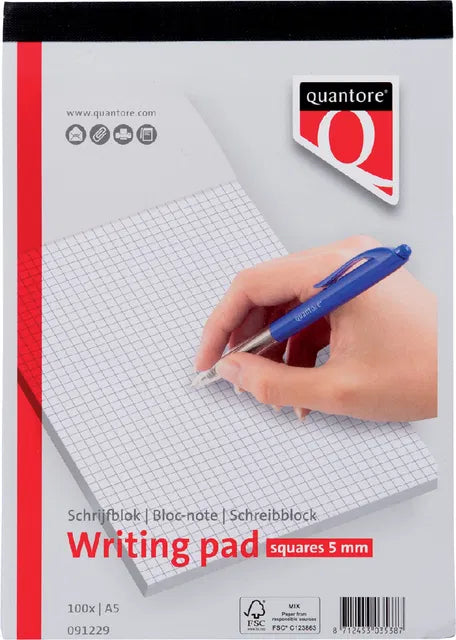 Schrijfblok Quantore FSC A5 Ruit 5mm