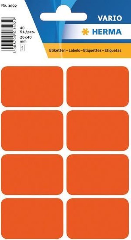 Etiket Herma 26x40mm 40st - 3 kleur opties