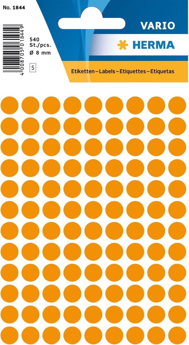 Etiket Herma Rond 8mm 540st - 5 kleur opties