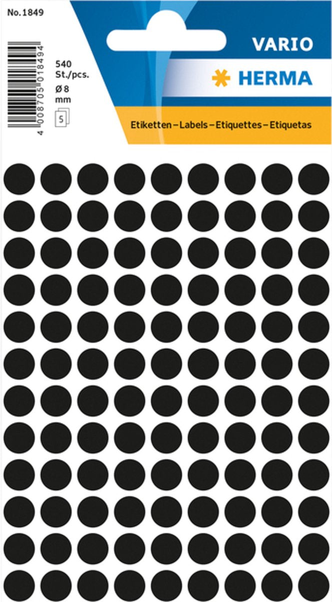 Etiket Herma Rond 8mm 540st - 5 kleur opties