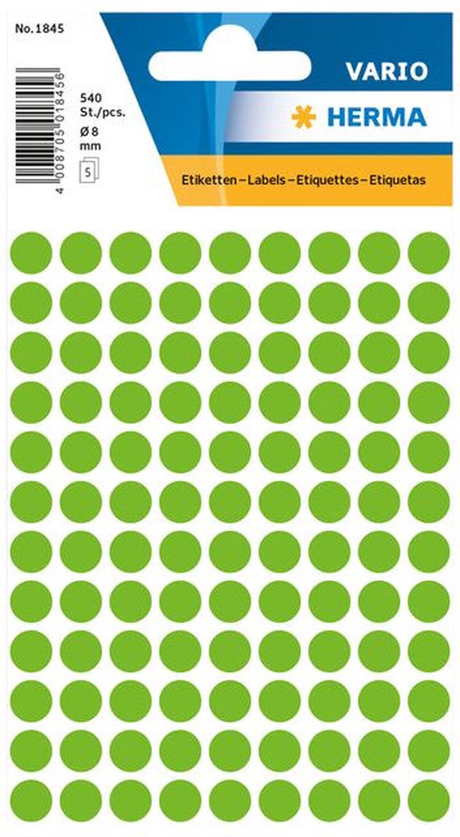 Etiket Herma Rond 8mm 540st - 5 kleur opties