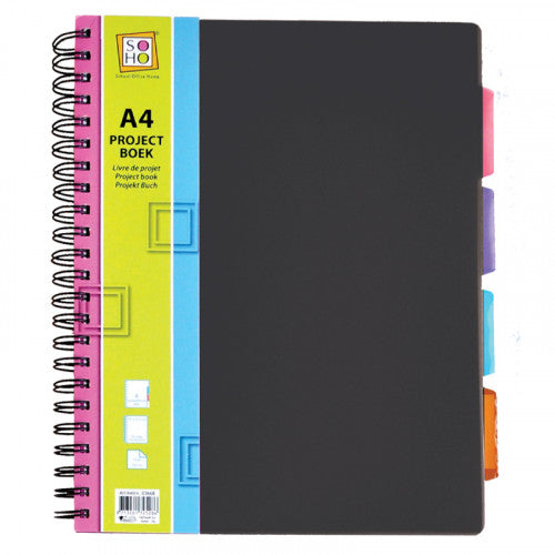 Projectboek a4 zwart 23 rings 4 tabs